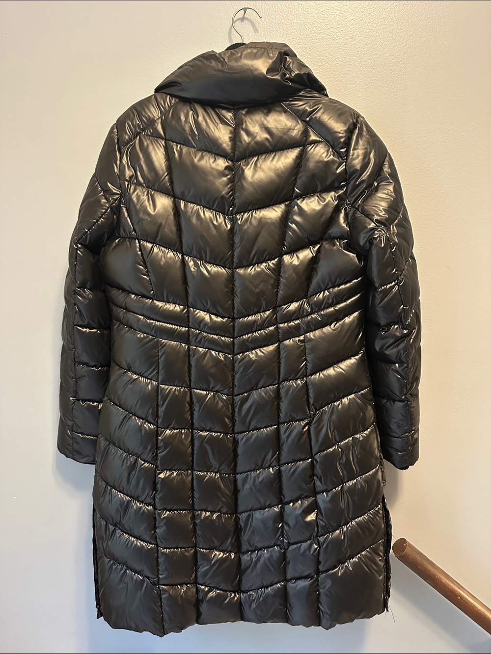 Calvin Klein Shiny Black Quilted Long Puffer Coat - Picture 5 of 5